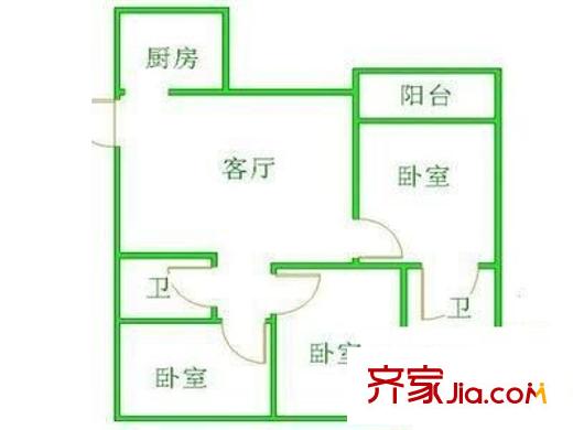 保利家园 3室 户型图