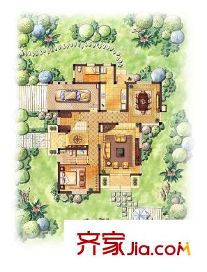 海德花园户型图A户型一层平面图 1室1厅1卫1厨