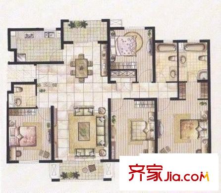 保利家园 4室 户型图