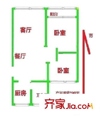 金順小區(qū) 2室 戶型圖