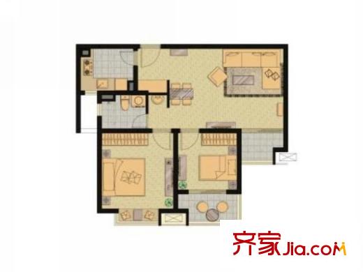 春江美庐户型图A区81平户型 2室2厅1卫1厨