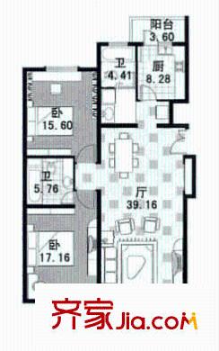 金龍東苑戶型圖戶型圖 2室2廳2衛(wèi)1廚