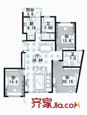 金龍東苑戶(hù)型圖戶(hù)型圖 3室2廳2衛(wèi)1廚