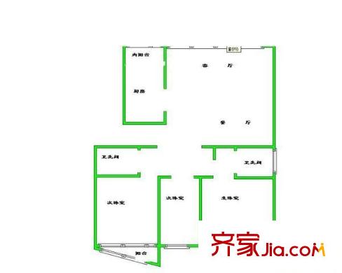 名門濱江苑戶型圖戶型圖 3室2廳2衛(wèi)1廚