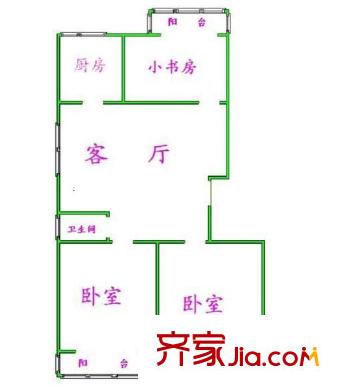 名門濱江苑戶型圖戶型圖 2室1廳1衛(wèi)1廚