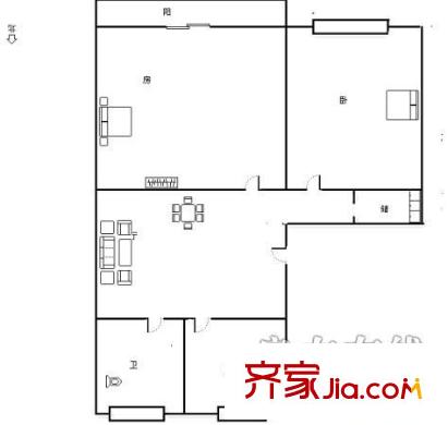 金祁新城户型图户型图 2室1厅1卫1厨