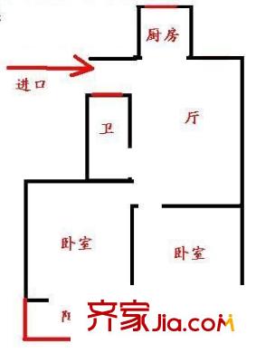 金祁新城户型图户型图 2室1厅1卫1厨