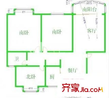 振鑫花园二期户型图户型图 3室2厅2卫1厨