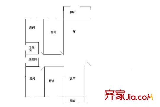 振鑫花园二期户型图户型图 3室2厅2卫1厨