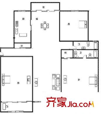路易凯旋宫 3室 户型图