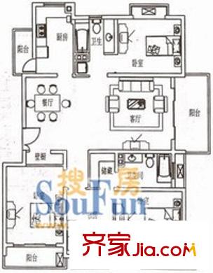 銀華苑(浦東)戶型圖上海 銀華苑(浦東) 戶型圖 3室2廳2衛(wèi)1廚