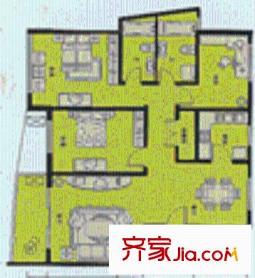 春之聲中星公寓戶型圖3室2廳2衛(wèi)1廚
