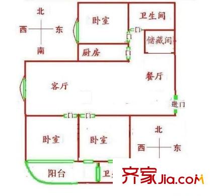 安顺公寓 3室 户型图
