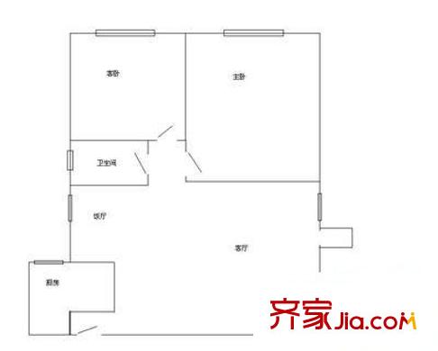 中银淮海苑户型图中银大楼 2室 户型图 2室2厅1卫1厨