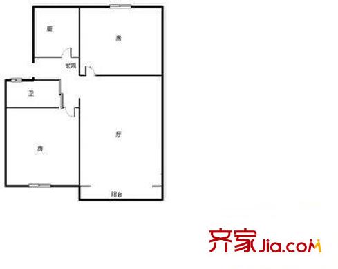 中银淮海苑户型图中银大楼 2室 户型图 2室2厅1卫1厨