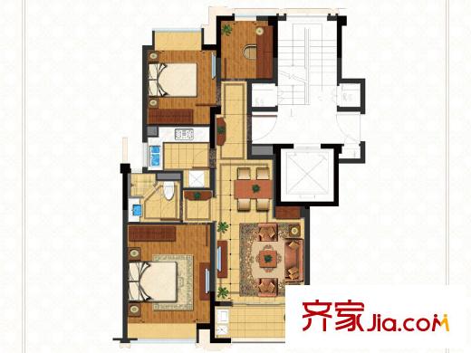 綠城玉蘭公館戶型圖G-1C戶型圖 3室2廳1衛(wèi)1廚