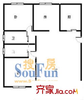 上海 达安长宁公寓3室 户型图
