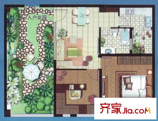 骏丰嘉骊花园户型图酒店式公寓户型图 1室2厅1卫
