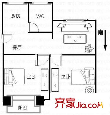 高海家苑戶型圖戶型圖 2室1廳1衛(wèi)1廚
