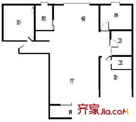 高海家苑戶型圖 戶型圖 2室1廳2衛(wèi)1廚