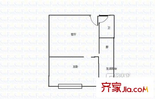 大上海国际花园莱茵园户型图户型图 1室1厅1卫1厨