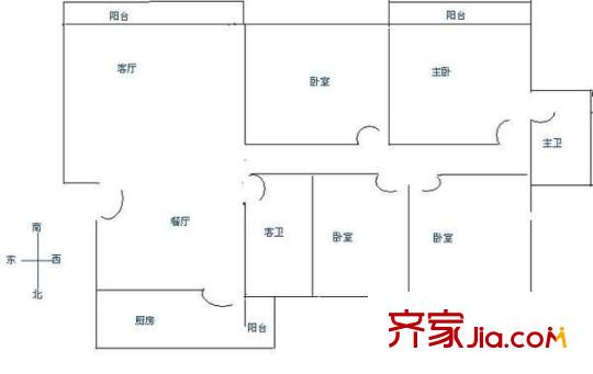 大上海国际花园莱茵园户型图户型图 4室2厅2卫1厨