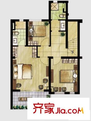 臨港藍(lán)色城邦戶型圖疊加D2戶型四層 4室2廳3衛(wèi)1廚