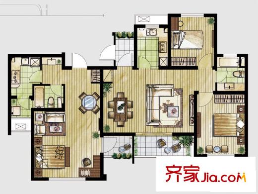 臨港藍(lán)色城邦戶型圖A+B戶型 3室2廳2衛(wèi)2廚