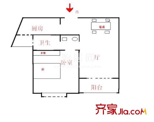 金葵新城户型图 户型图 1室1厅1卫1厨