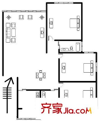 上南花苑西苑戶型圖 戶型圖 3室1廳1衛(wèi)1廚