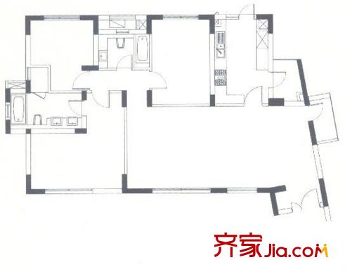 四季雅苑2A戶型 3室2廳2衛(wèi)1廚