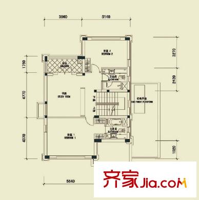 四季雅苑B1戶型二層平面圖 4室3廳3衛(wèi)1廚