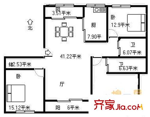 上海 建德花园百合苑 户型图