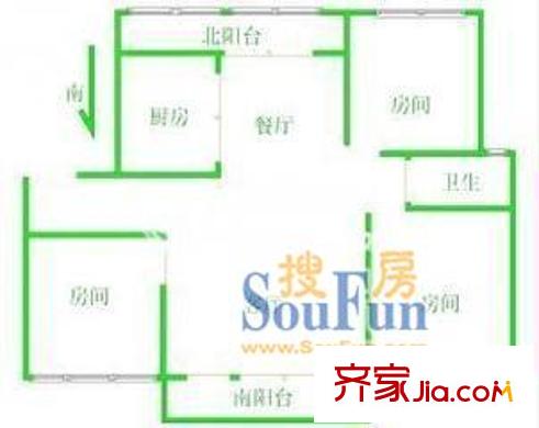 上海 康敏苑 三室戶 戶型圖