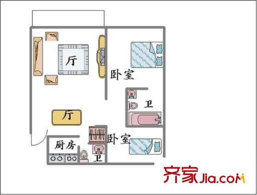 虹桥汇秀苑 2室 户型图