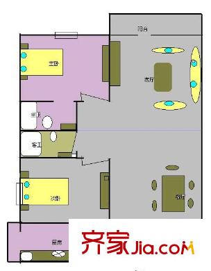 上海 当代新华2室 户型图