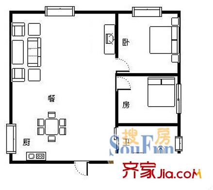 恒陇丽晶公寓户型图上海 恒隆丽晶公寓 户型图 2室1厅1卫1厨