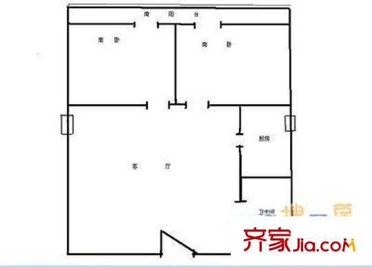 群芳三园户型图户型图 2室1厅1卫1厨