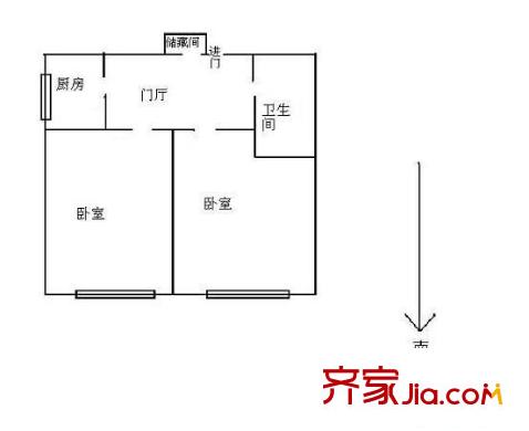 东大桥路 2室 户型图