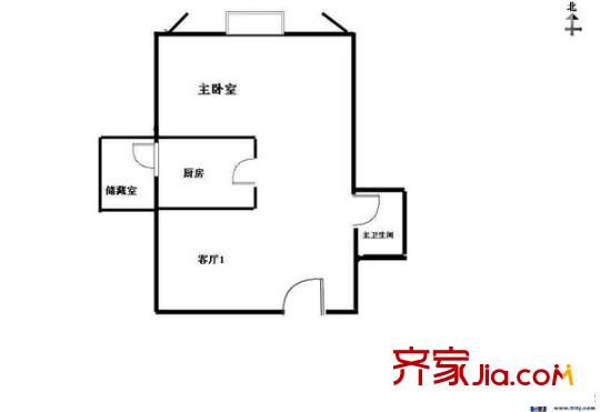 东大桥路 1室 户型图