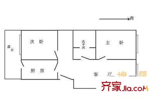 群芳三园户型图户型图 2室1厅1卫1厨