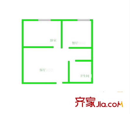沙河一通宿舍小区 1室 户型图