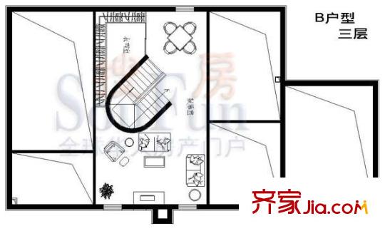 运通花园户型图三期B户型三层 5室1厅1卫1厨