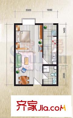 11STATION户型图E户型 1室1厅1卫1厨