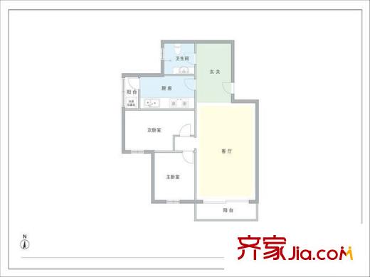 风雅园一区户型图户型图 2室1厅1卫1厨