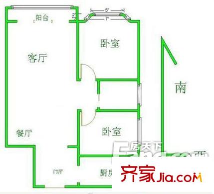 运乔嘉园户型图户型图 2室1厅1卫1厨