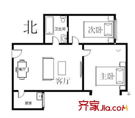 酒仙桥三街坊户型图户型图 2室2厅1卫1厨