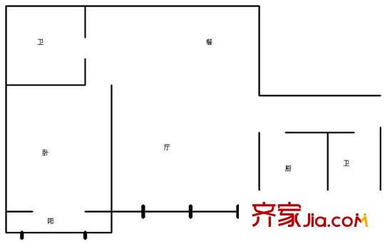华侨公寓户型图户型图 1室2厅2卫1厨