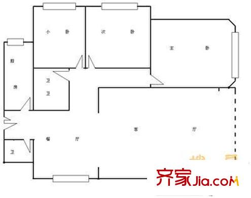 华侨公寓户型图户型图 3室2厅2卫1厨