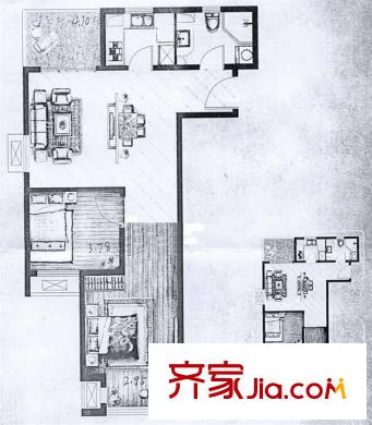 K2清水湾户型图1#G1-1(奇)户型(售罄) 2室2厅1卫1厨